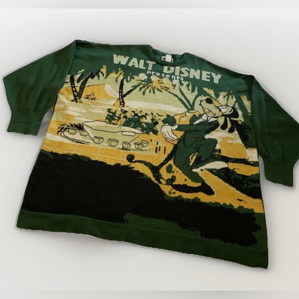 Goofy 3XL Walt Disney Green Knit Sweater Pullover "How to Dance"